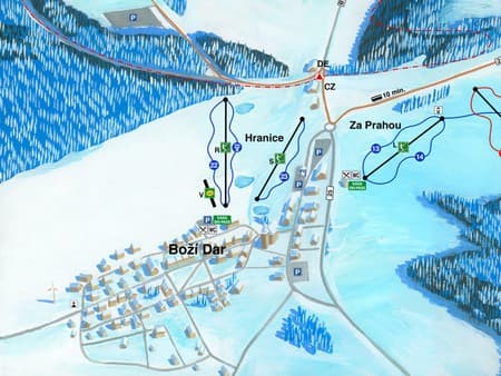Skiareály Boží Dar Hranice a Za Prahou